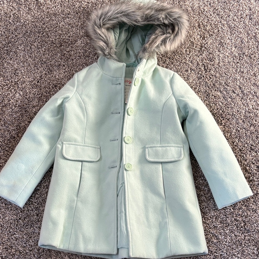 Cat & Jack Light Green Hooded PeaCoat
